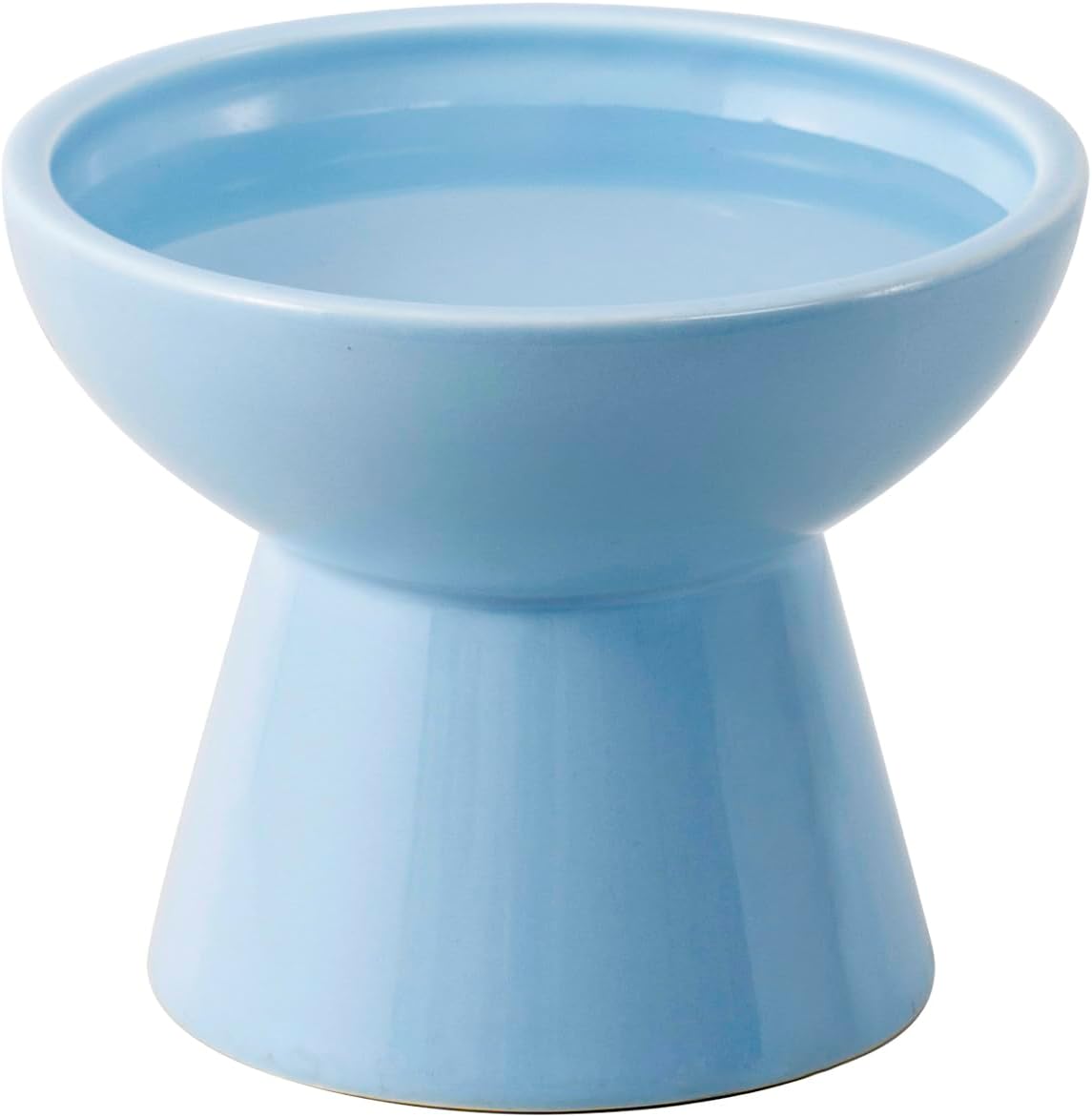 Extra Wide Elevated Ceramic 6.2" Shallow Cat Food Bowl – Essentials for Cats - Blue-Deeper