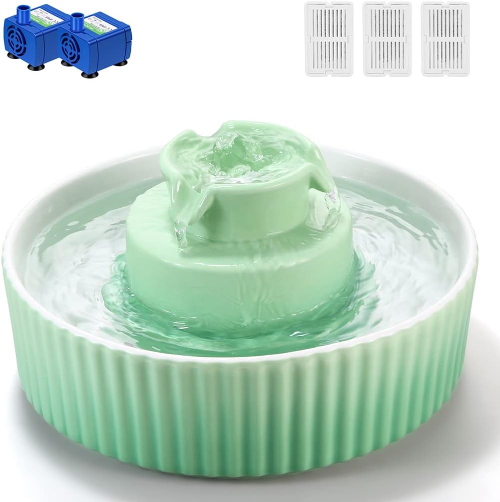 Wonder Creature Ceramic Cat Water Fountain - Green
