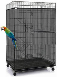 Adjustable Birdcage Seed Catcher Feather Catcher Bird Cage Cover Net - 118 x 32 Inch / Black