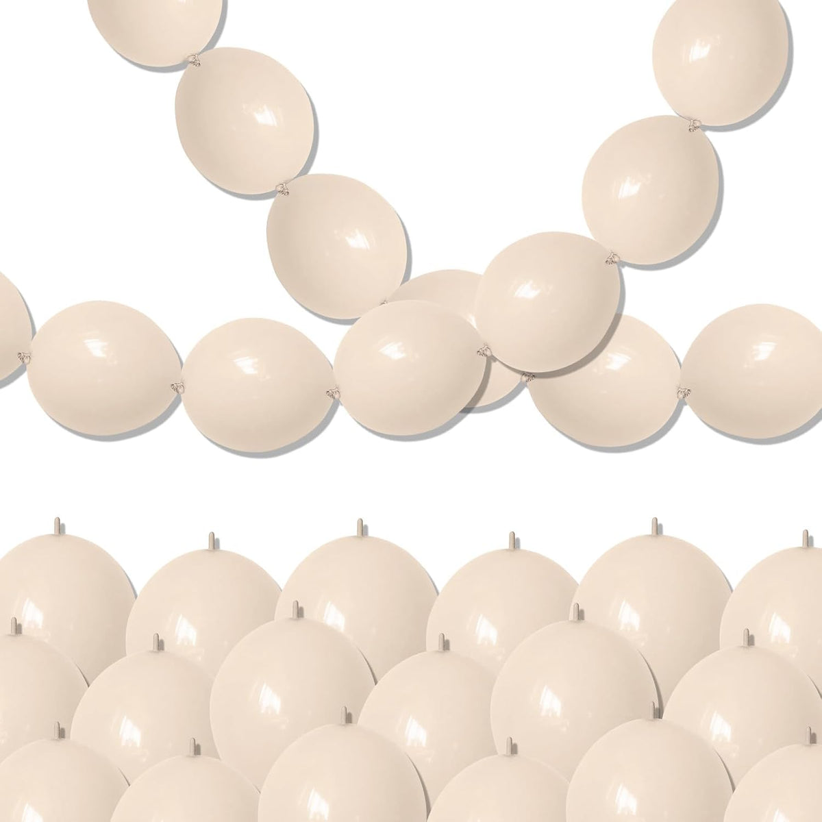 Pearl White Linking Balloons for Wedding Bride Shower Mermaid Party - Sand White / 10 inch