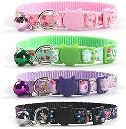 CHUKCHI 4 Pcs Cat Collars Safety Quick Release with Bell-Adjustable