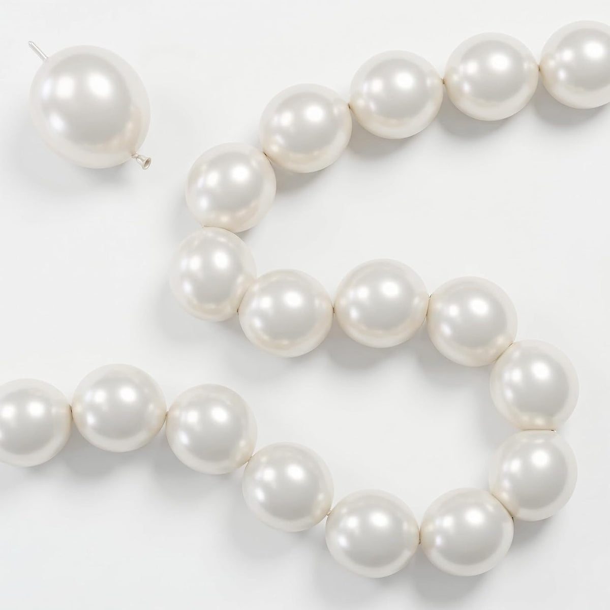 Pearl White Linking Balloons for Wedding Bride Shower Mermaid Party - Pearl White / 6 inch