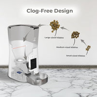 Smart HD Cat Feeder, 2 Way Audio + Voice Recording, Automatic Feeder for Dog with 1080p Night Vision Camera, WiFi App Controlled, Battery Backup, Anti Jam 6L Upto 15 Daily Meals, White Stainless
