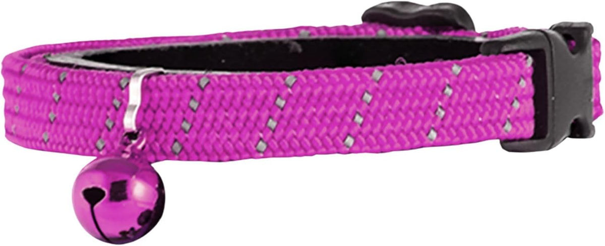 Reflective Breakaway Cat Collar with Bell, Safe Design - Purple