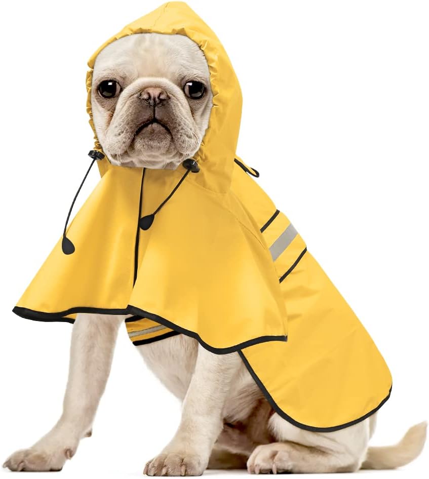 Waterproof Dog Raincoat, Adjustable Pet Rain Coats - Yellow / Medium
