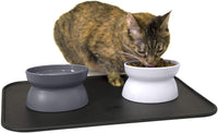 Kitty City Elevated Slow Feeder Cat Bowls - Gray/White / Small - Standard w/ Tray
