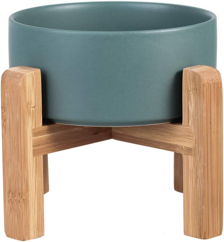Raised Ceramic Large Dog Bowl - Medium Dog Bowls 850ML*1 / Green