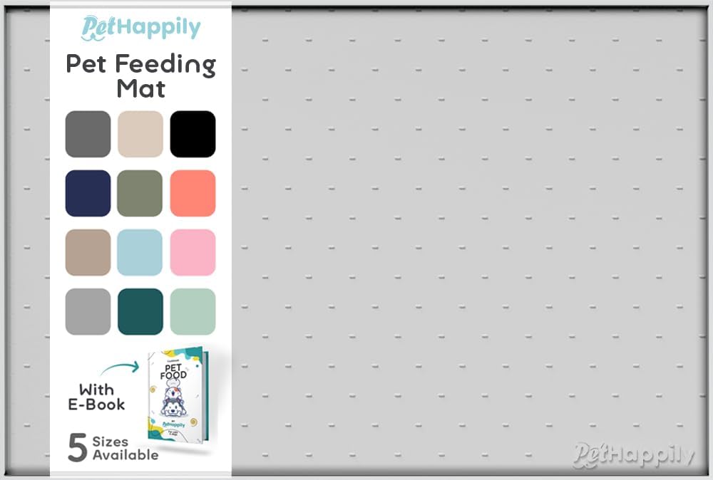 Dog Food Mat - Raised Edges Dogs Mat for Food and Water Prevent Spill, Waterproof Cat Food Mats - 18.5"L x 11.5"W / Mist
