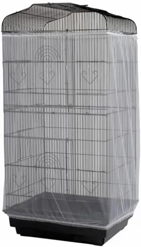 Adjustable Birdcage Seed Catcher Feather Catcher Bird Cage Cover Net - 118.0"L x 118.0"W x 32.0"H / White