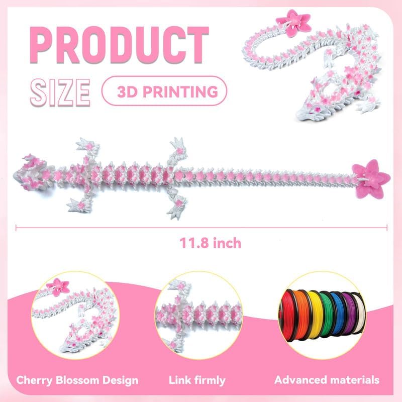SGYYSG 12 inch 3D printed articulated cherry blossom crystal dragon toy - view 11