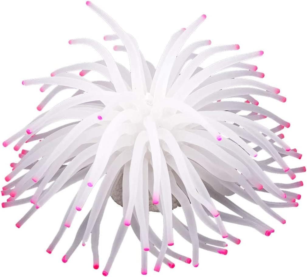 Silicone Sea Anemone Aquarium Decoration Coral Ornament – Essentials for Fish - White