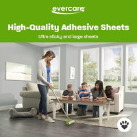 Evercare Pet Mega Lint Roller Value Pack with Two 50-Sheet Refills - Includes Refillable Lint Roller, Adhesive Sheets, Versatile Cleaning Uses, Home and On-The-Go Use, Extendable Handle