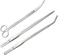 Aquarium Tweezer Set - FEITA Long Stainless Steel Curved & Straight Aquarium Feeding Tweezers Scissors Maintenance Tools Kit (3 Pcs)