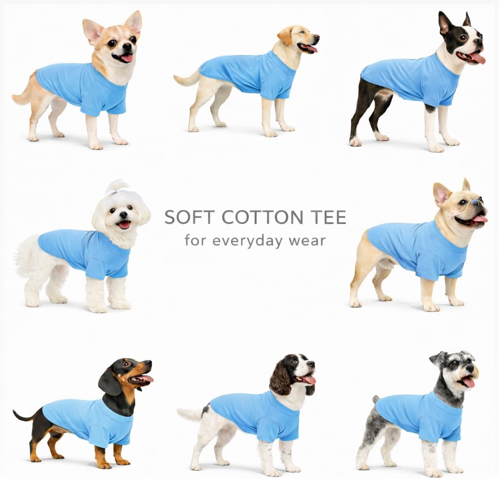 Lovelonglong Pet Clothing Dog Costumes Basic Blank T-Shirt Tee Shirts - XS (-5lbs) / Light-blue - image 3