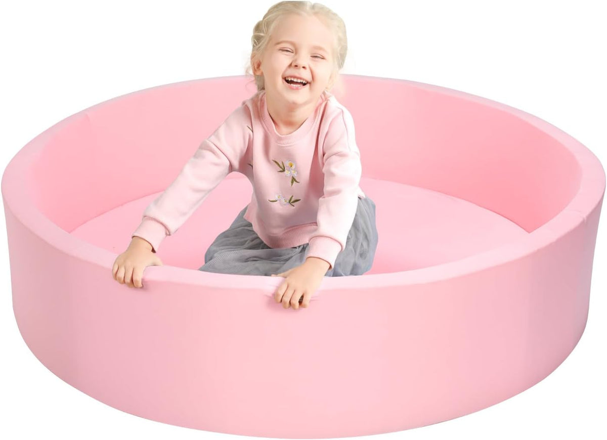 TRENDBOX Foam Ball Pit, 36" x 12" Indoor Soft Ball Pool for Kid，Light Grey – Fun for Kids & Family - Light Pink / 130CM