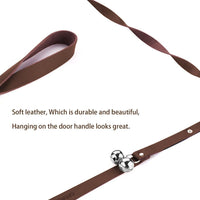Leather Dog Doorbells to Go Outside, Brass Potty Training Bell – Essentials for Dogs - 2 Dark Brown Leather Silver Bells - image 3