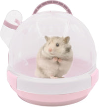 Hamster Carrier Cage Portable Cages Small Animals Carry Travel Case - 【Pink】