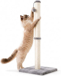 Dimaka Tall Cat Scratching Post Tree Scratcher with Sisal Rope - Grey / 34 inches for Large Cats