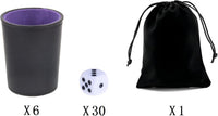 LoKii black and purple leather dice cups with felt lining and dot dice - view 18