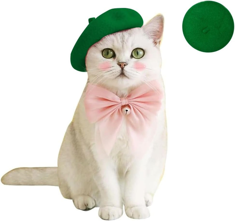 Dog Beret Hats Cats Hats Fashion Four Seasons Funny Comfortable - green