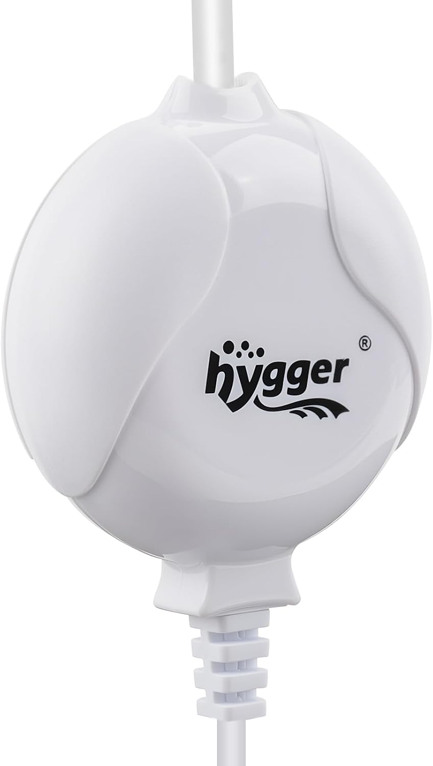 hygger Quiet Mini Air Pump for Aquarium 1.5 Watt Oxygen Fish Air Pump - White