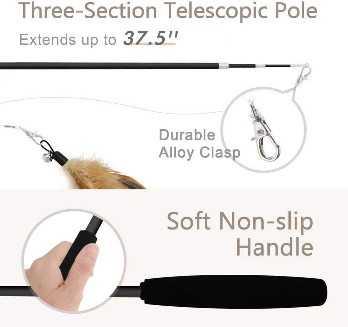 SONGWAY Interactive Cat Feather Toy Set - Black - image 4