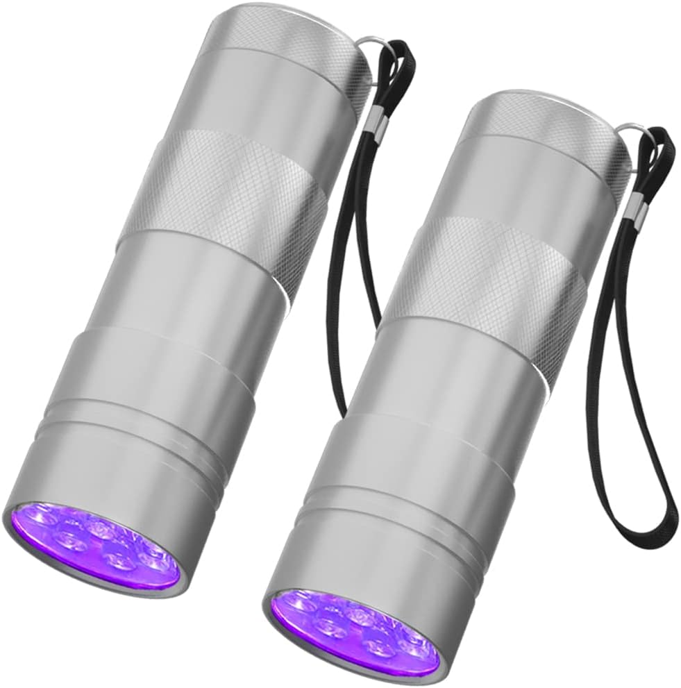 COSOOS 2 Pack UV Flashlight - Silver / 2 Pack