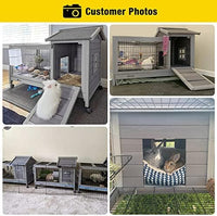 Aivituvin Wooden Rabbit Hutch with Removable Wire Floor Grid, Bunny Cage with Deeper Leakproof Tray 4 Wheels Include