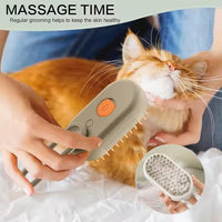 Rechargeable Steam Pet Brush – Grooming & Deshedding Tool With Adjustable Handle | Cordless & Quiet (White)