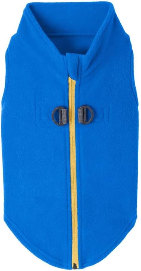 Gooby Zip-Up Fleece Dog Sweater - X-Small chest (~11") / Blue