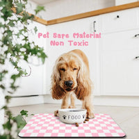 Dog Food Mats for Floors Waterproof - Plaid Pink / 20"L x 12"W - image 4