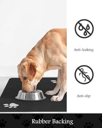 Pet Feeding Mat-Absorbent Dog Mat for Food and Water Bowl-No Stains Quick Dry Water Dispenser Mat-Dog Accessories Pet Supplies-Bowl for Messy Drinkers（Black,16"x24"