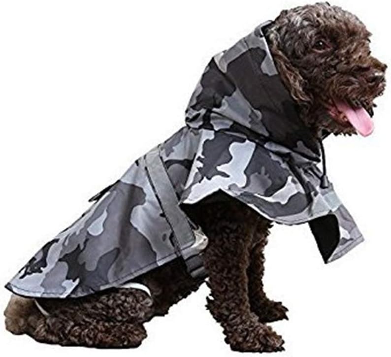 Adjustable Large Dog Raincoat with Strip Reflective - Gray / XL - image 3