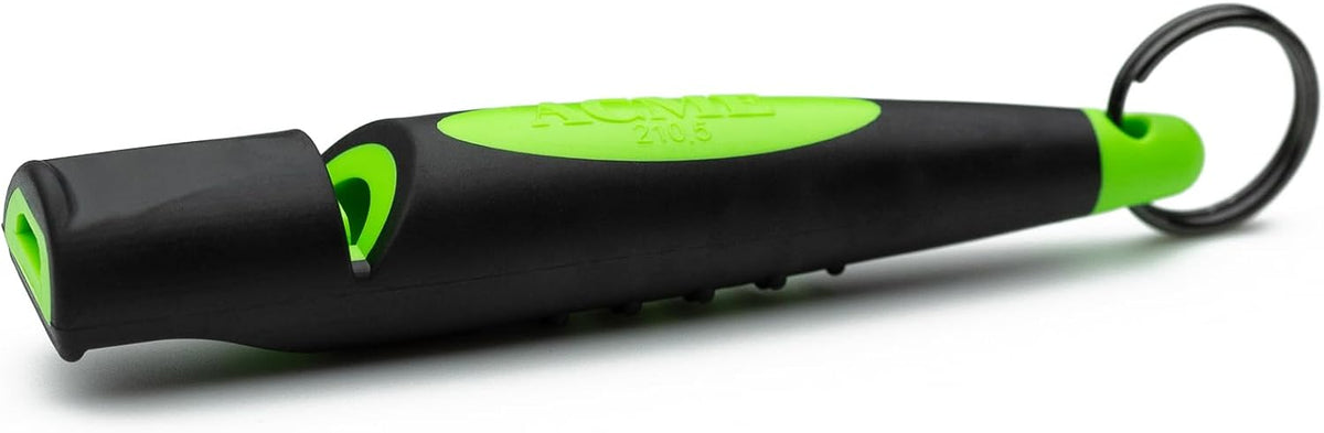 ACME Alpha 210.5 Dog Training Whistle with Enhanced Ergonomic Grip. - Black on Day Glow Green