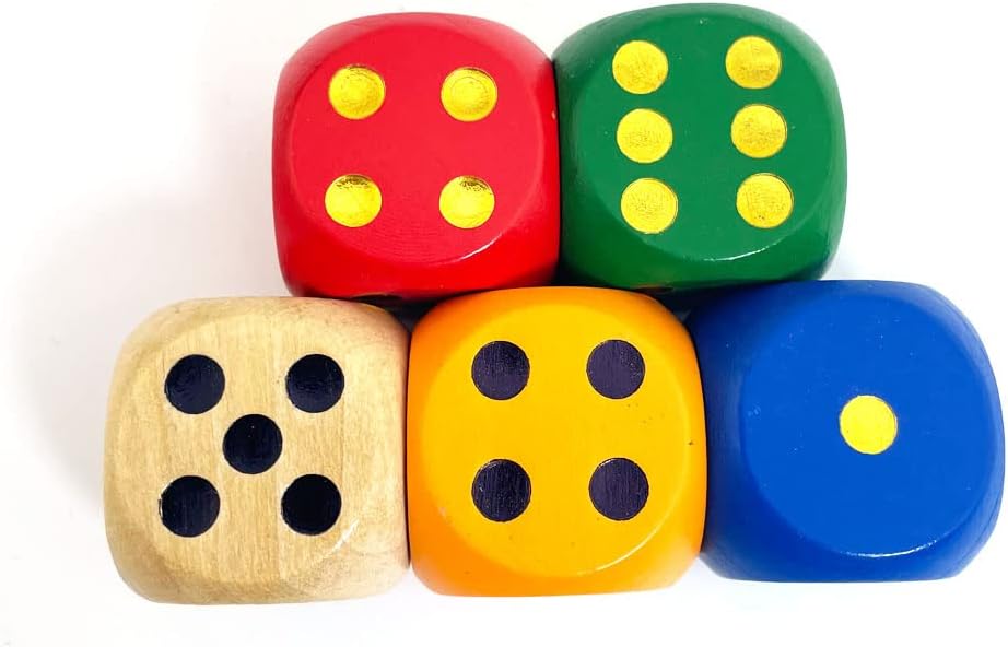 SmartDealsPro Set of 5 Random Color Large 1/5" Round Edge Wooden - 5 Colors 5 Pieces - image 3