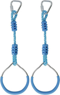 Swing Gymnastic Ring Warrior Obstacle Course Slackline Climb Trapeze - 2 Pack / Light Blue