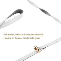 Leather Dog Doorbells to Go Outside, Brass Potty Training Bell – Essentials for Dogs - White Leather Golden Bells - image 3