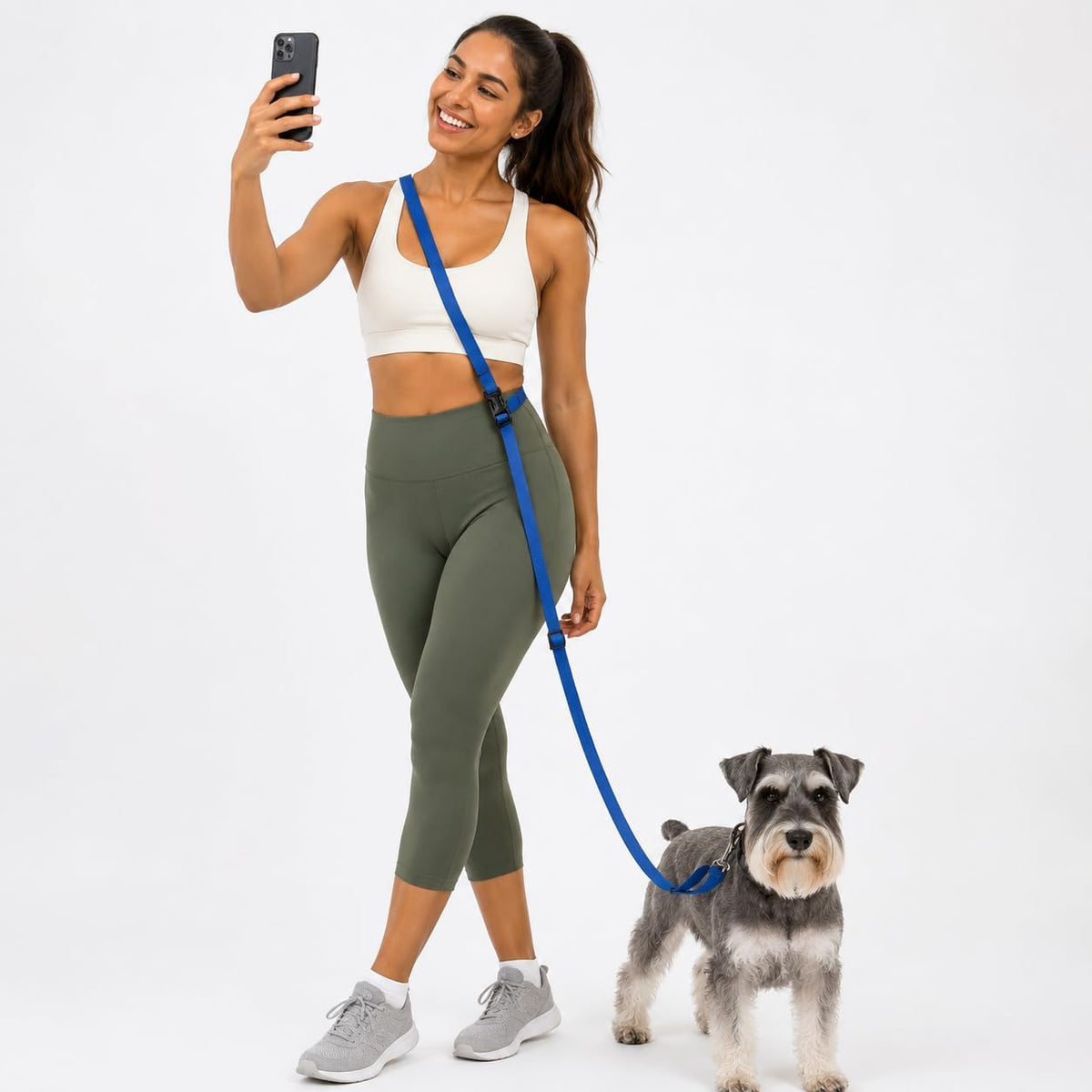 Kazazoo Hands-Free Dog Leash Adjustable Length 5-8 Ft - Blue / M