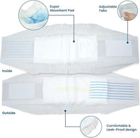 BV Dog Diapers Male Medium (Waist 13-23in) Super Absorbent - 50 Count Disposable - Doggie Diapers with Wetness Indicator - Adjustable Male Dog Wraps - Ideal for Incontinence/Training