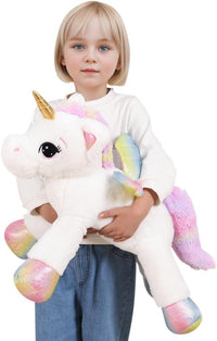 FFxiong 44 Inch Giant Unicorn Stuffed Animal Pillow - White / 24 Inch