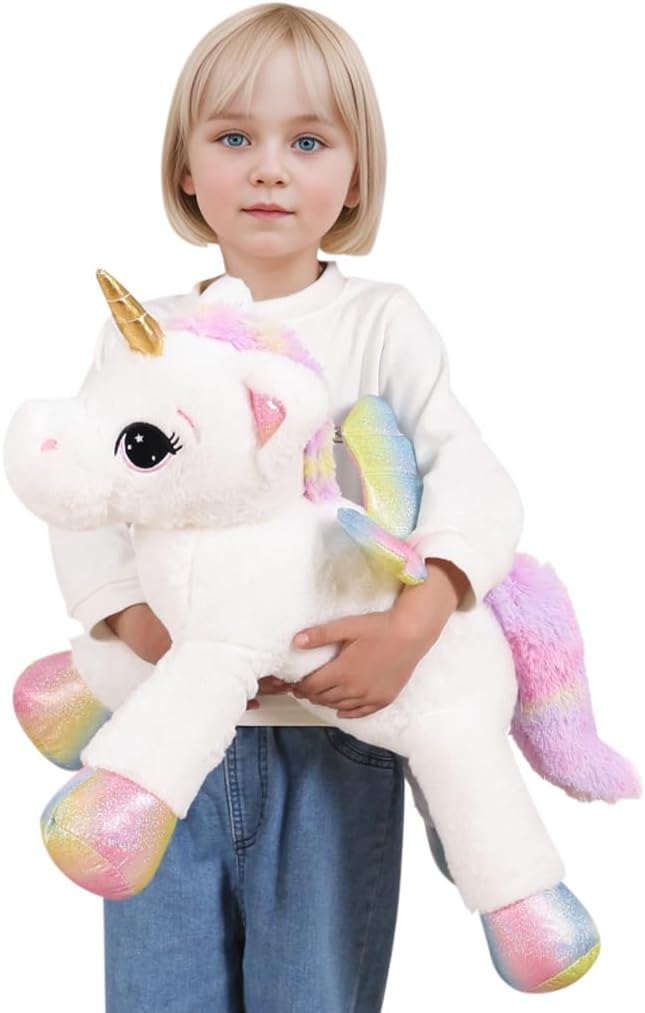 FFxiong 44 Inch Giant Unicorn Stuffed Animal Pillow - White / 24 Inch