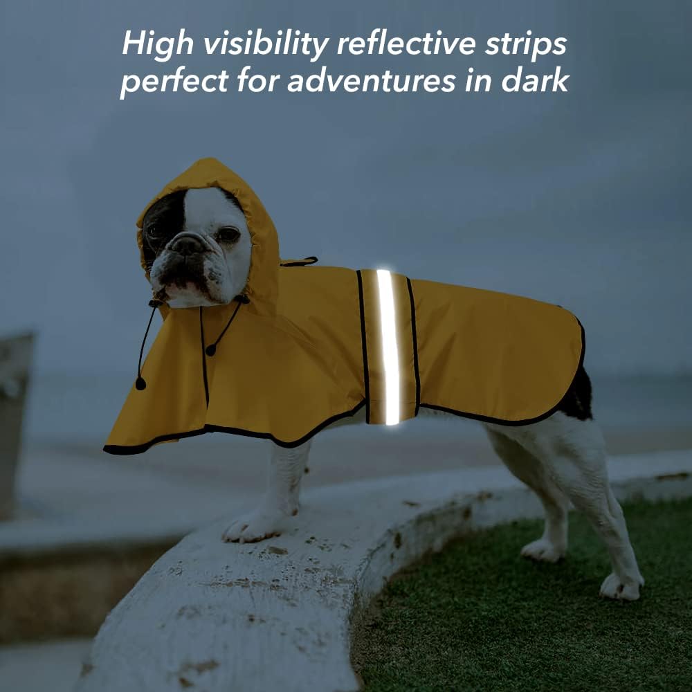 Waterproof Dog Raincoat, Adjustable Pet Rain Coats - Yellow / Medium - image 3