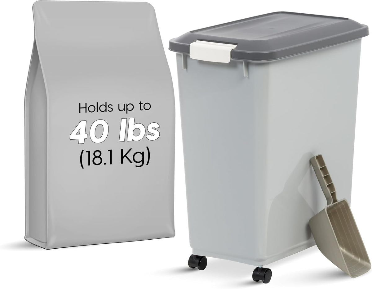 IRIS USA Airtight Pet Food Storage Rolling Container - 40 lbs / Gray/Dark Gray - image 4
