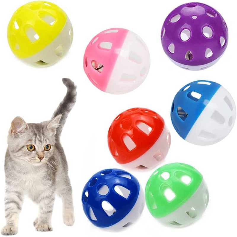 VOVIGGOL 12 Pack 2 Color Rainbow Cat Toy Balls Soft EVA Foam - 12 Cat Bell Ball