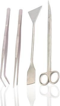 Aquarium Tools, Aquatic Plants Stainless Steel Tool - 4 In 1 Aquascaping Tweezers Scissors Spatula Cleaning Tool Set For Fish Starter Kits & Aquariums Tank Plants Kit