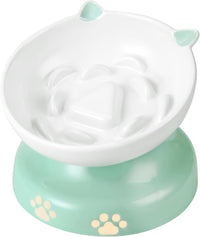 Y YHY Ceramic Cat Slow Feeder - Green / 6 inches