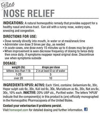 HomeoPet Feline Nose Relief, Safe and Natural Nasal and Sinus Medicine for Cats, Natural Pet Medicine, 15 Milliliters- Pack of 2