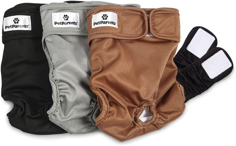 Pet Parents Washable Dog Diapers + Extendrs of Durable Doggie Diapers - Natural / X-Small (4-10")