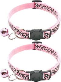 Reflective 2 Pack Breakaway Cat Collars with Bell Leopard Pattern - Pink