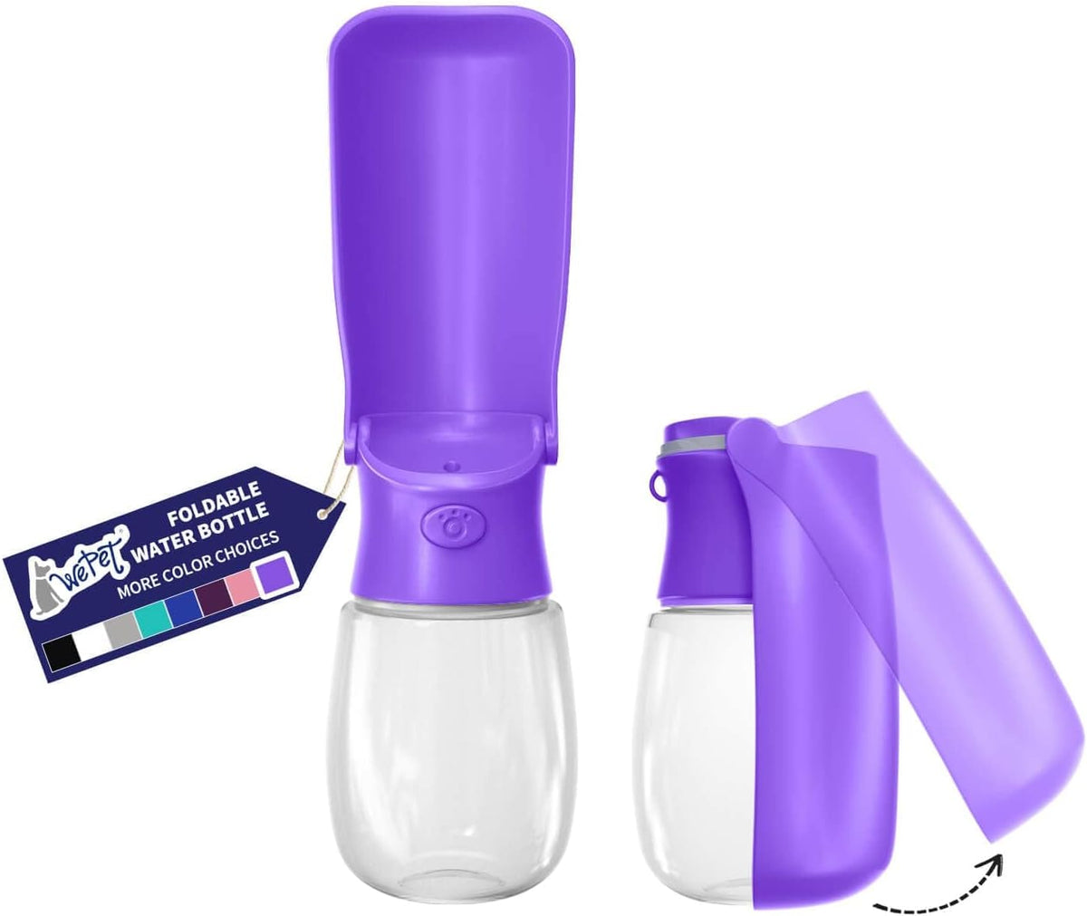 WePet Foldable Portable Dog Water Bottle Puppy Water Dispenser - #7 Light Purple / 12 oz